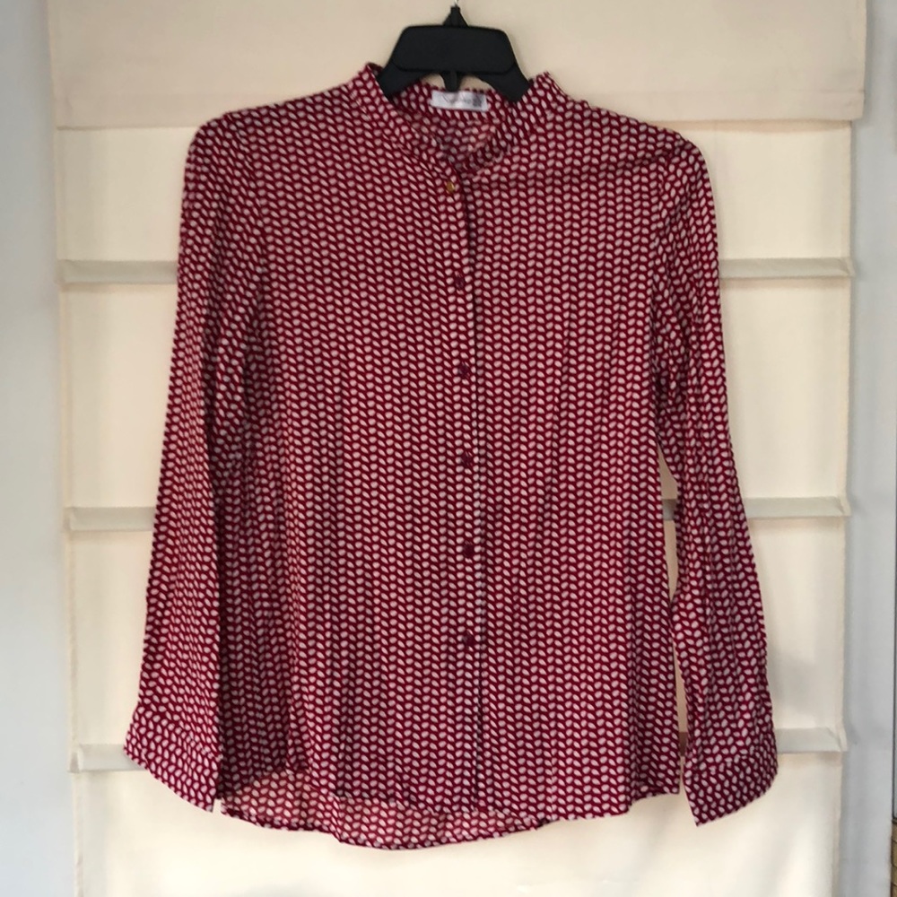Red and White Blouse